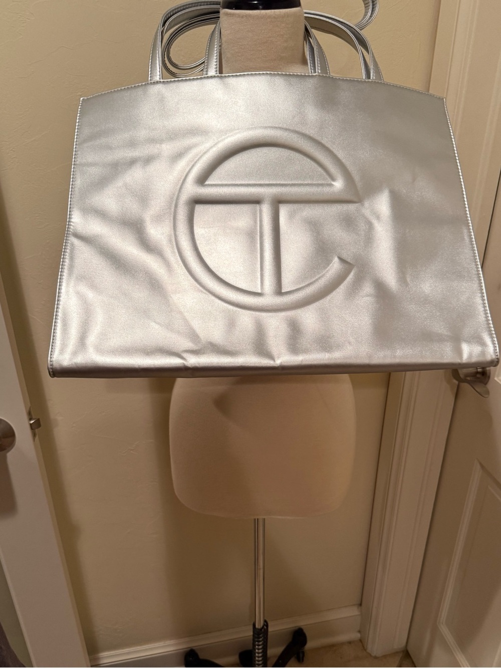 NWT Telfar Large Silver Shopping Bag Tote Dust Bag